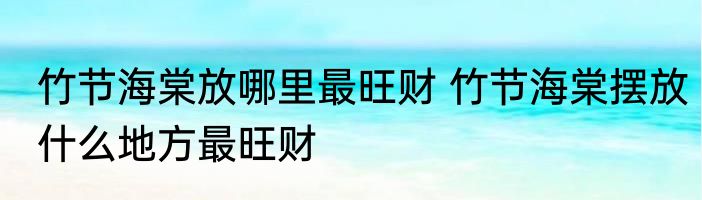 竹节海棠放哪里最旺财 竹节海棠摆放什么地方最旺财
