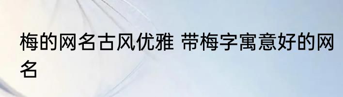 梅的网名古风优雅 带梅字寓意好的网名