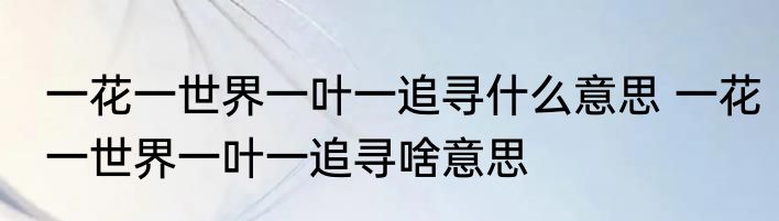 一花一世界一叶一追寻什么意思 一花一世界一叶一追寻啥意思