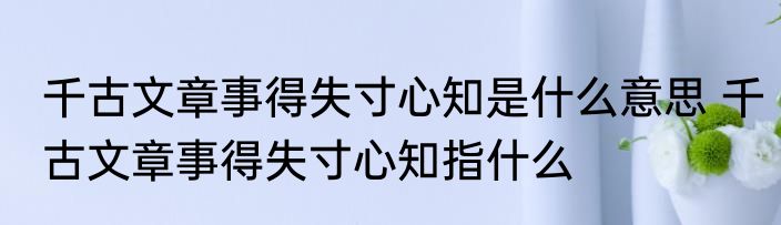 千古文章事得失寸心知是什么意思 千古文章事得失寸心知指什么