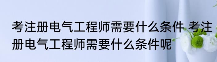 考注册电气工程师需要什么条件 考注册电气工程师需要什么条件呢