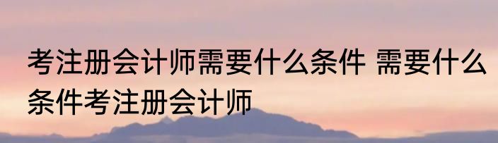 考注册会计师需要什么条件 需要什么条件考注册会计师