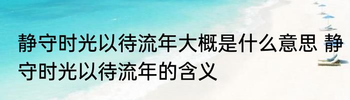静守时光以待流年大概是什么意思 静守时光以待流年的含义