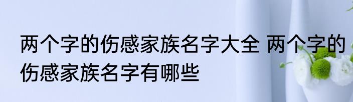 两个字的伤感家族名字大全 两个字的伤感家族名字有哪些