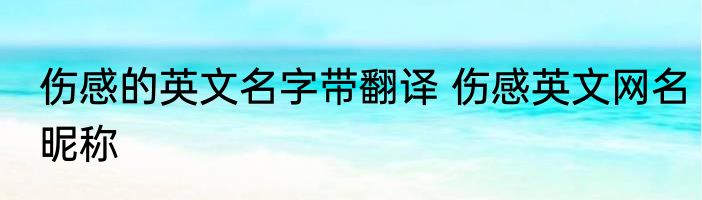 伤感的英文名字带翻译 伤感英文网名昵称