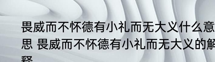 畏威而不怀德有小礼而无大义什么意思 畏威而不怀德有小礼而无大义的解释