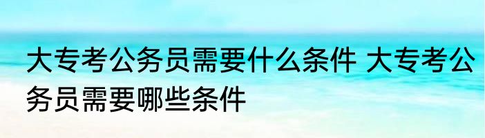 大专考公务员需要什么条件 大专考公务员需要哪些条件