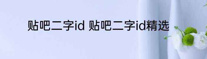 贴吧二字id 贴吧二字id精选