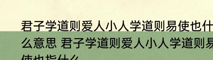 君子学道则爱人小人学道则易使也什么意思 君子学道则爱人小人学道则易使也指什么