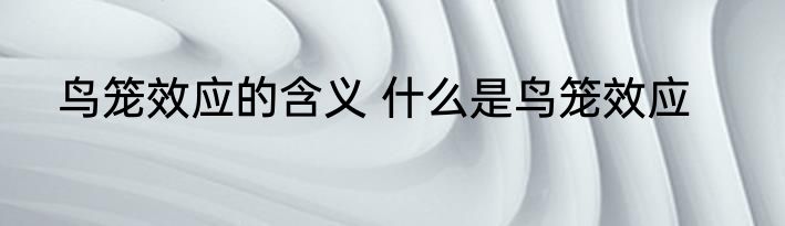 鸟笼效应的含义 什么是鸟笼效应