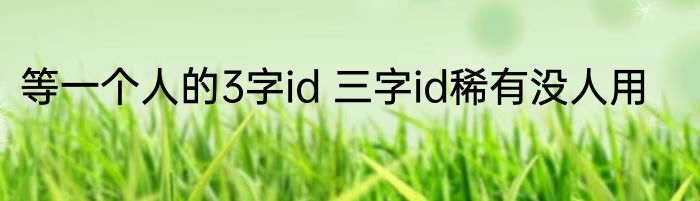 等一个人的3字id 三字id稀有没人用