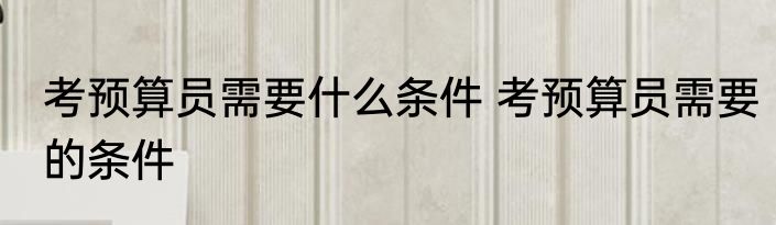 考预算员需要什么条件 考预算员需要的条件