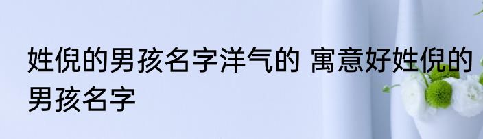 姓倪的男孩名字洋气的 寓意好姓倪的男孩名字