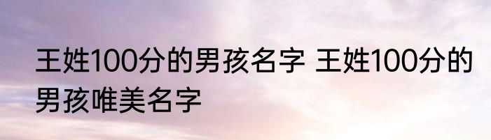 王姓100分的男孩名字 王姓100分的男孩唯美名字