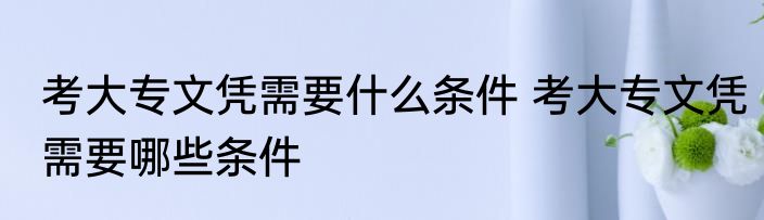 考大专文凭需要什么条件 考大专文凭需要哪些条件