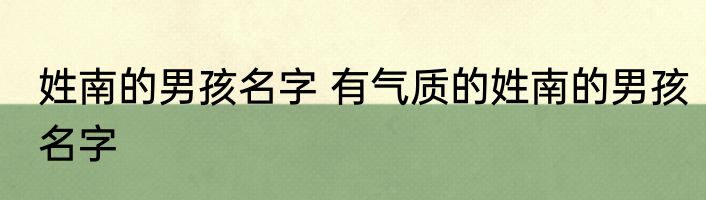 姓南的男孩名字 有气质的姓南的男孩名字