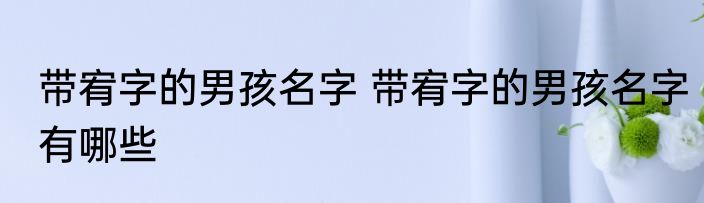 带宥字的男孩名字 带宥字的男孩名字有哪些