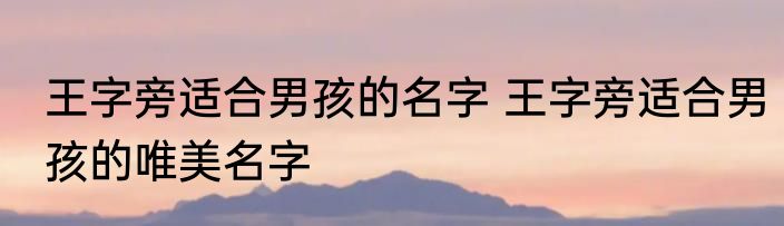 王字旁适合男孩的名字 王字旁适合男孩的唯美名字