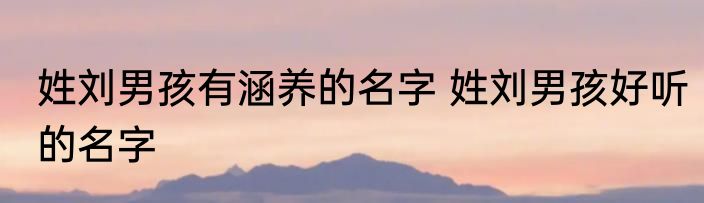 姓刘男孩有涵养的名字 姓刘男孩好听的名字