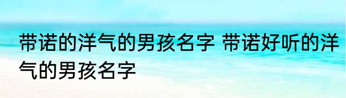 带诺的洋气的男孩名字 带诺好听的洋气的男孩名字