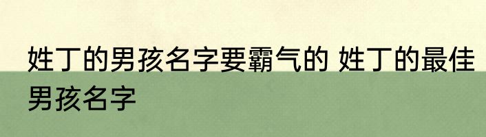 姓丁的男孩名字要霸气的 姓丁的最佳男孩名字