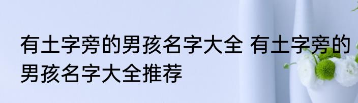 有土字旁的男孩名字大全 有土字旁的男孩名字大全推荐