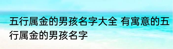 五行属金的男孩名字大全 有寓意的五行属金的男孩名字