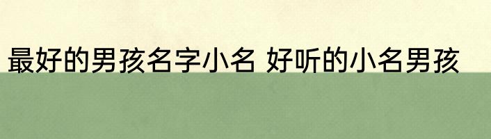 最好的男孩名字小名 好听的小名男孩