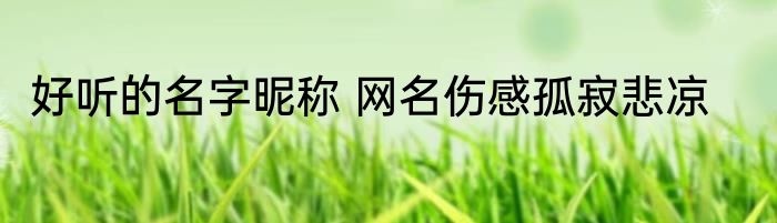 好听的名字昵称 网名伤感孤寂悲凉