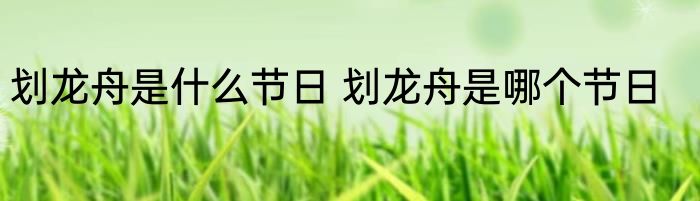 划龙舟是什么节日 划龙舟是哪个节日