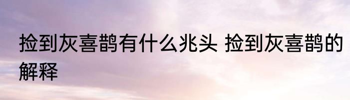 捡到灰喜鹊有什么兆头 捡到灰喜鹊的解释