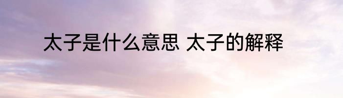 太子是什么意思 太子的解释