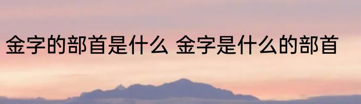 金字的部首是什么 金字是什么的部首