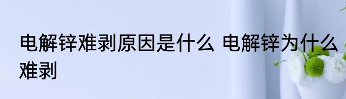 电解锌难剥原因是什么 电解锌为什么难剥