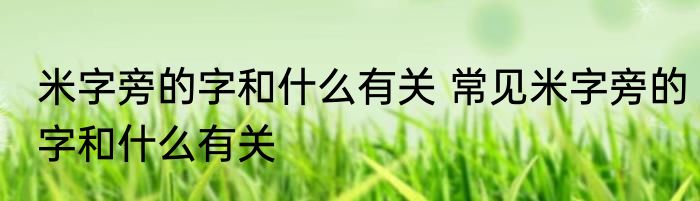 米字旁的字和什么有关 常见米字旁的字和什么有关