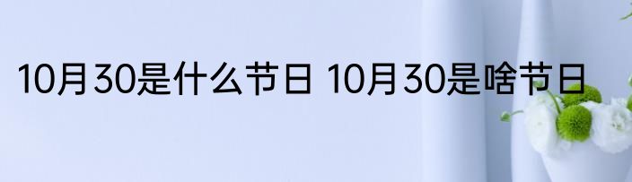 10月30是什么节日 10月30是啥节日