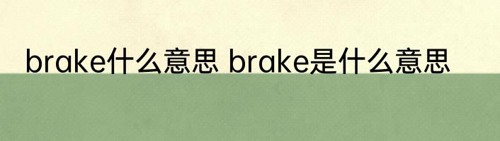 brake什么意思 brake是什么意思