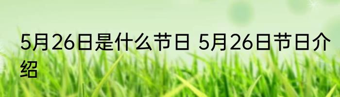 5月26日是什么节日 5月26日节日介绍