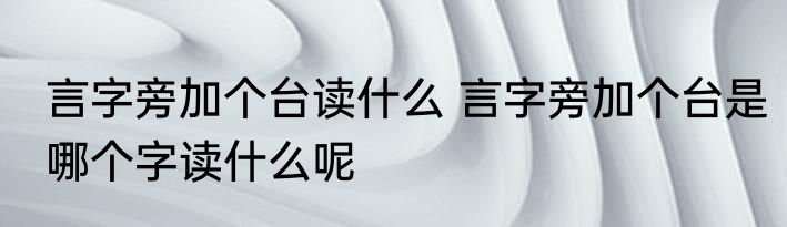 言字旁加个台读什么 言字旁加个台是哪个字读什么呢