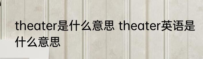 theater是什么意思 theater英语是什么意思