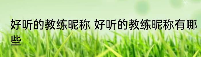 好听的教练昵称 好听的教练昵称有哪些