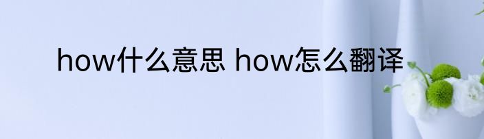 how什么意思 how怎么翻译