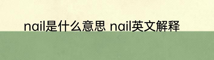 nail是什么意思 nail英文解释