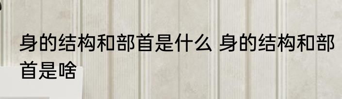 身的结构和部首是什么 身的结构和部首是啥