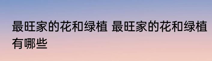 最旺家的花和绿植 最旺家的花和绿植有哪些