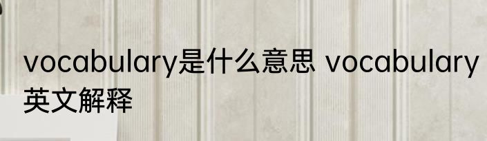 vocabulary是什么意思 vocabulary英文解释