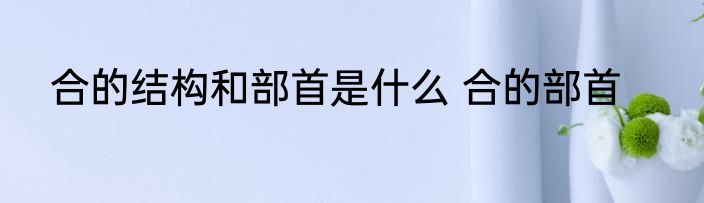合的结构和部首是什么 合的部首