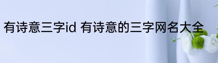 有诗意三字id 有诗意的三字网名大全