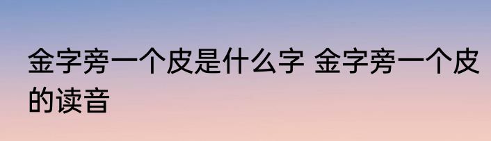 金字旁一个皮是什么字 金字旁一个皮的读音