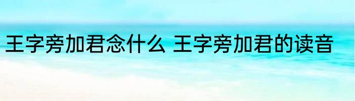 王字旁加君念什么 王字旁加君的读音